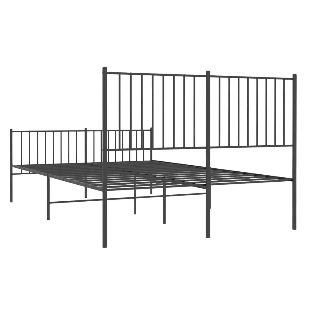 Metal Bed Frame with Headboard and Footboard Black 137x187 cm Double 350881