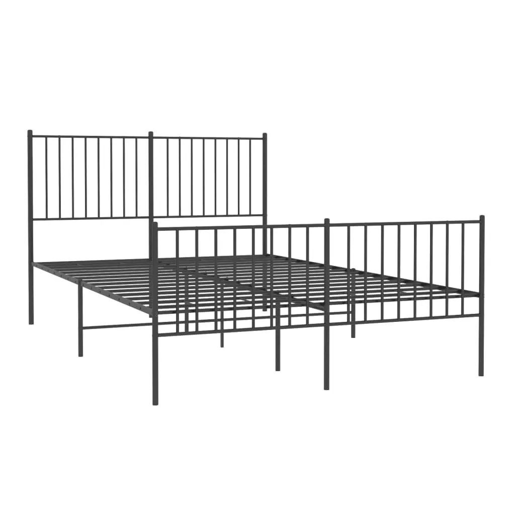 Metal Bed Frame with Headboard and Footboard Black 137x187 cm Double 350881