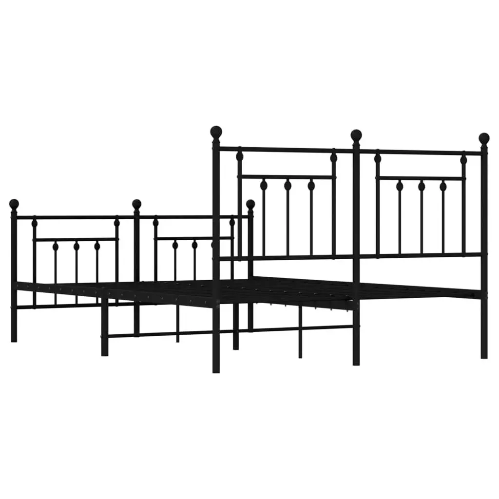 Metal Bed Frame with Headboard and Footboard Black 153x203 cm Queen Size 353557