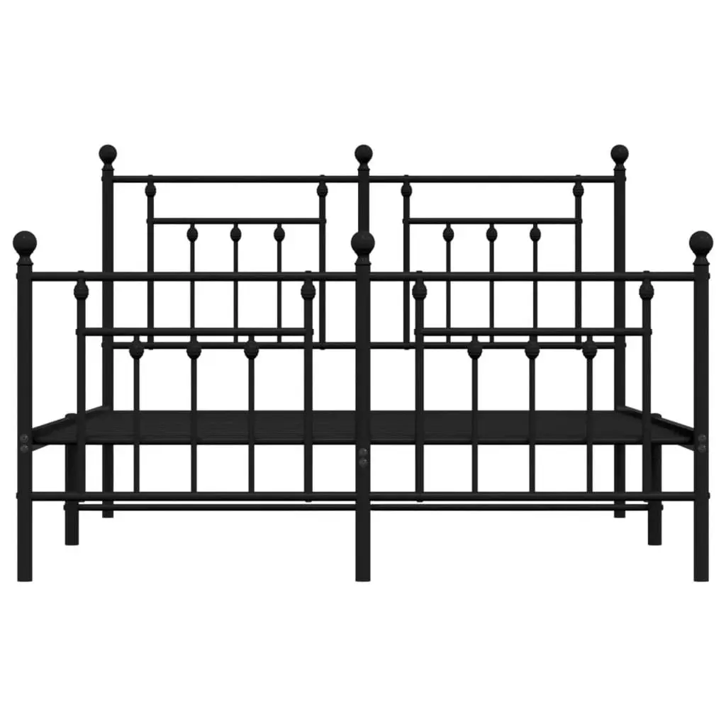 Metal Bed Frame with Headboard and Footboard Black 153x203 cm Queen Size 353557