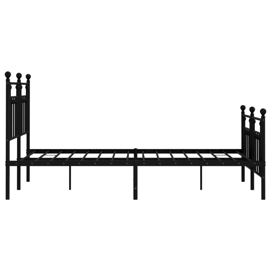 Metal Bed Frame with Headboard and Footboard Black 153x203 cm Queen Size 353557