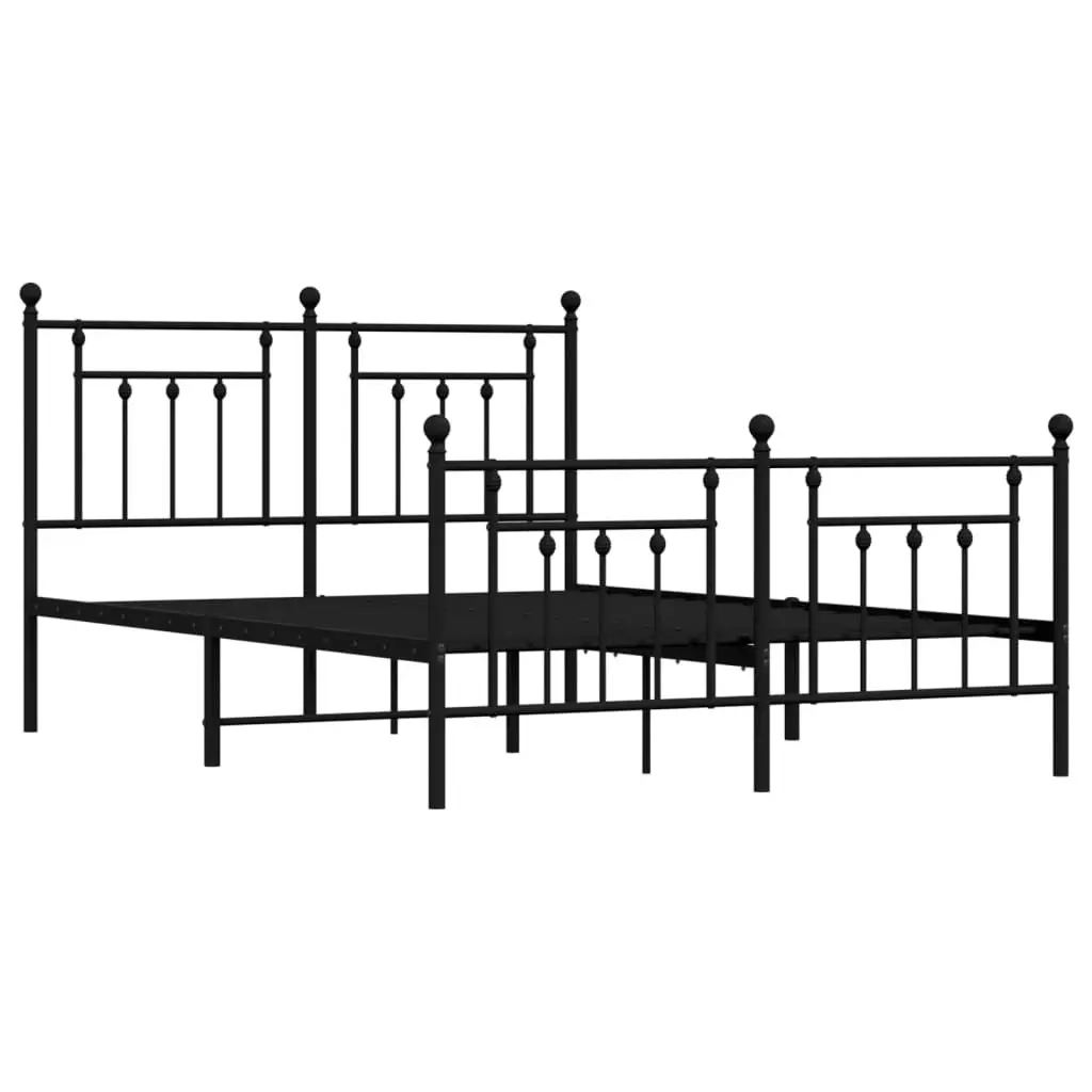 Metal Bed Frame with Headboard and Footboard Black 153x203 cm Queen Size 353557