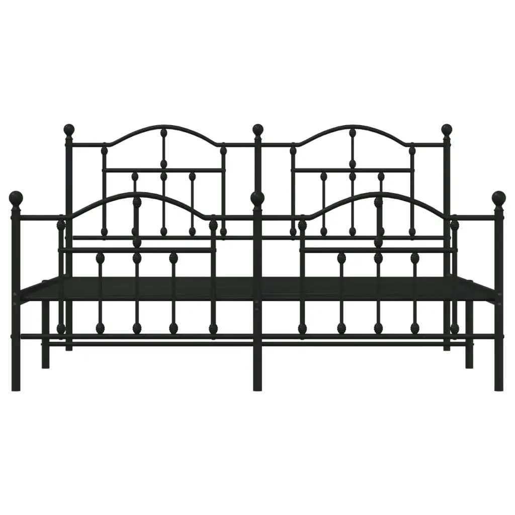 Metal Bed Frame with Headboard and Footboard Black 183x203 cm King 353461