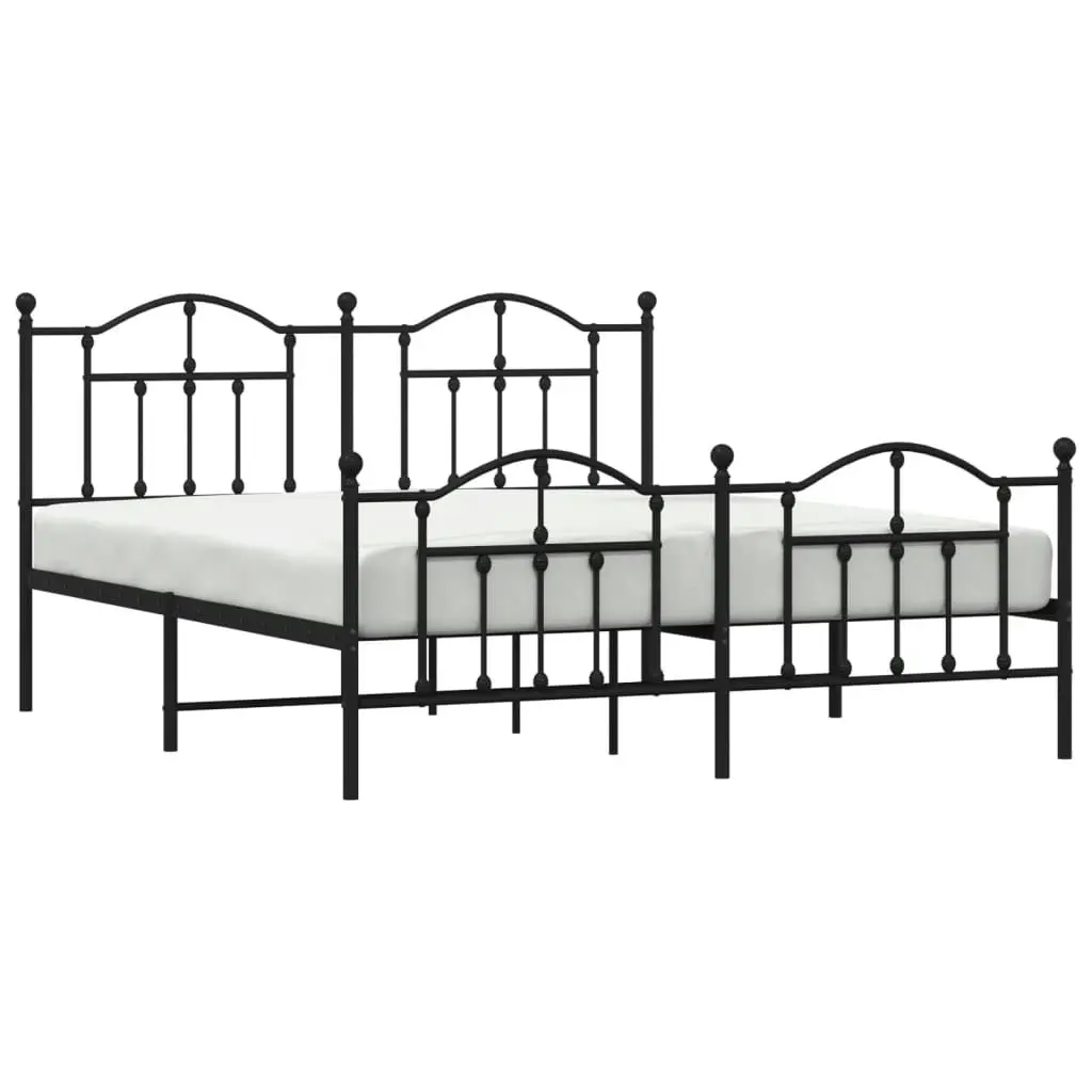 Metal Bed Frame with Headboard and Footboard Black 183x203 cm King 353461