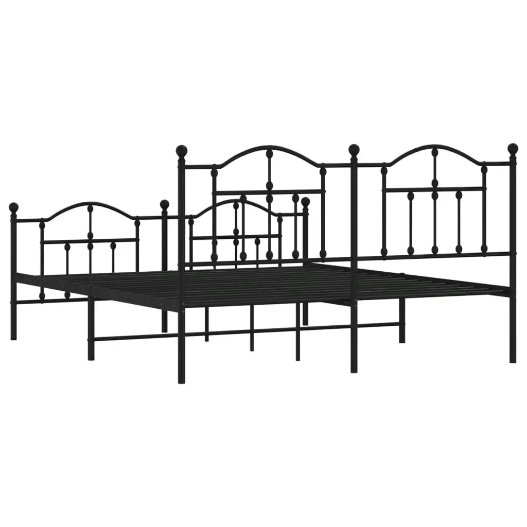 Metal Bed Frame with Headboard and Footboard Black 183x203 cm King 353461