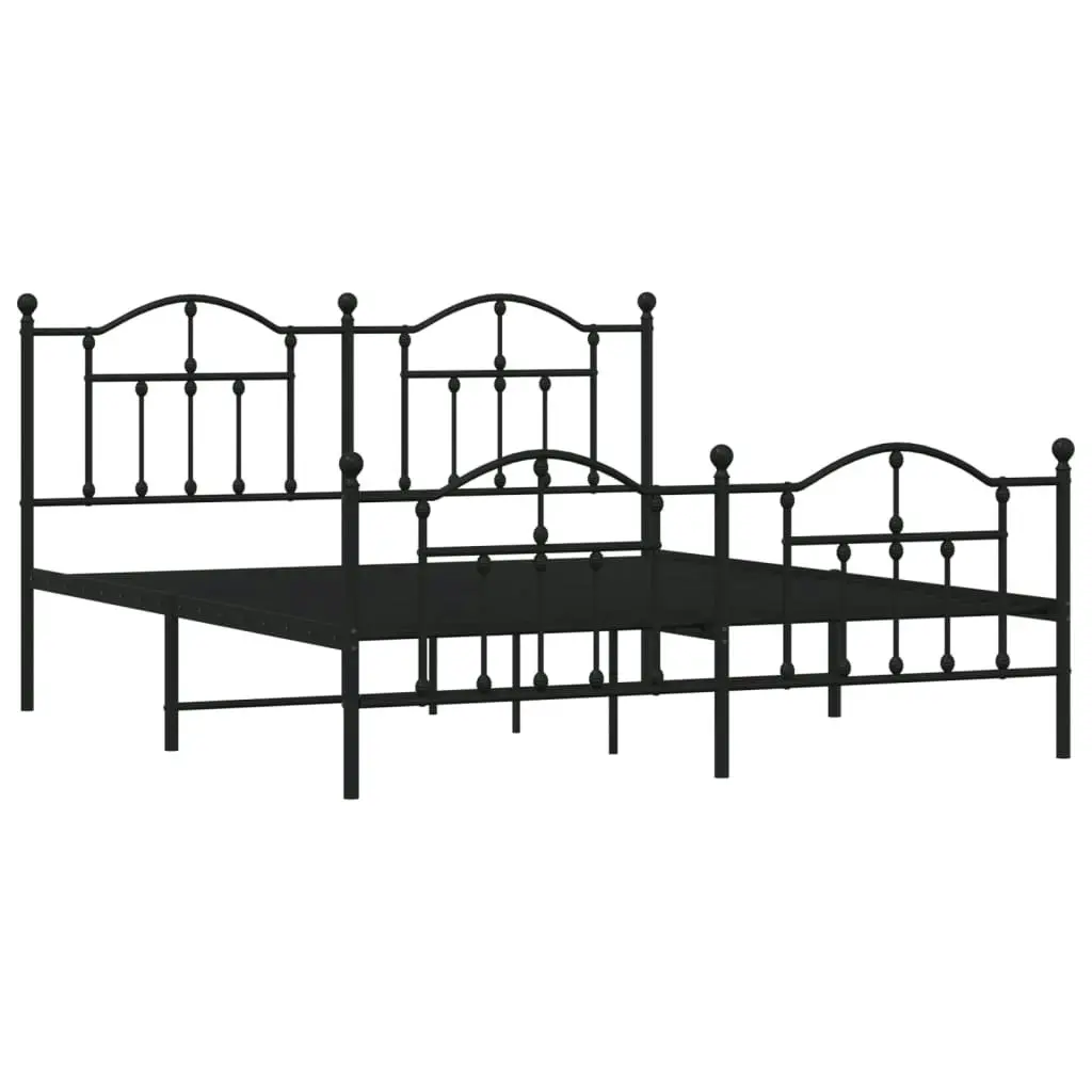 Metal Bed Frame with Headboard and Footboard Black 183x203 cm King 353461