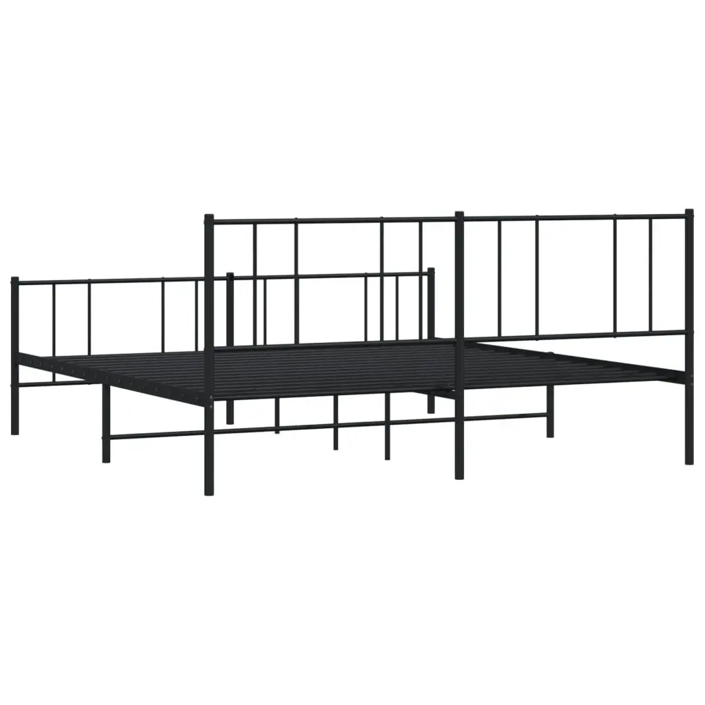 Metal Bed Frame with Headboard and Footboard Black 183x203 cm King Size 352502