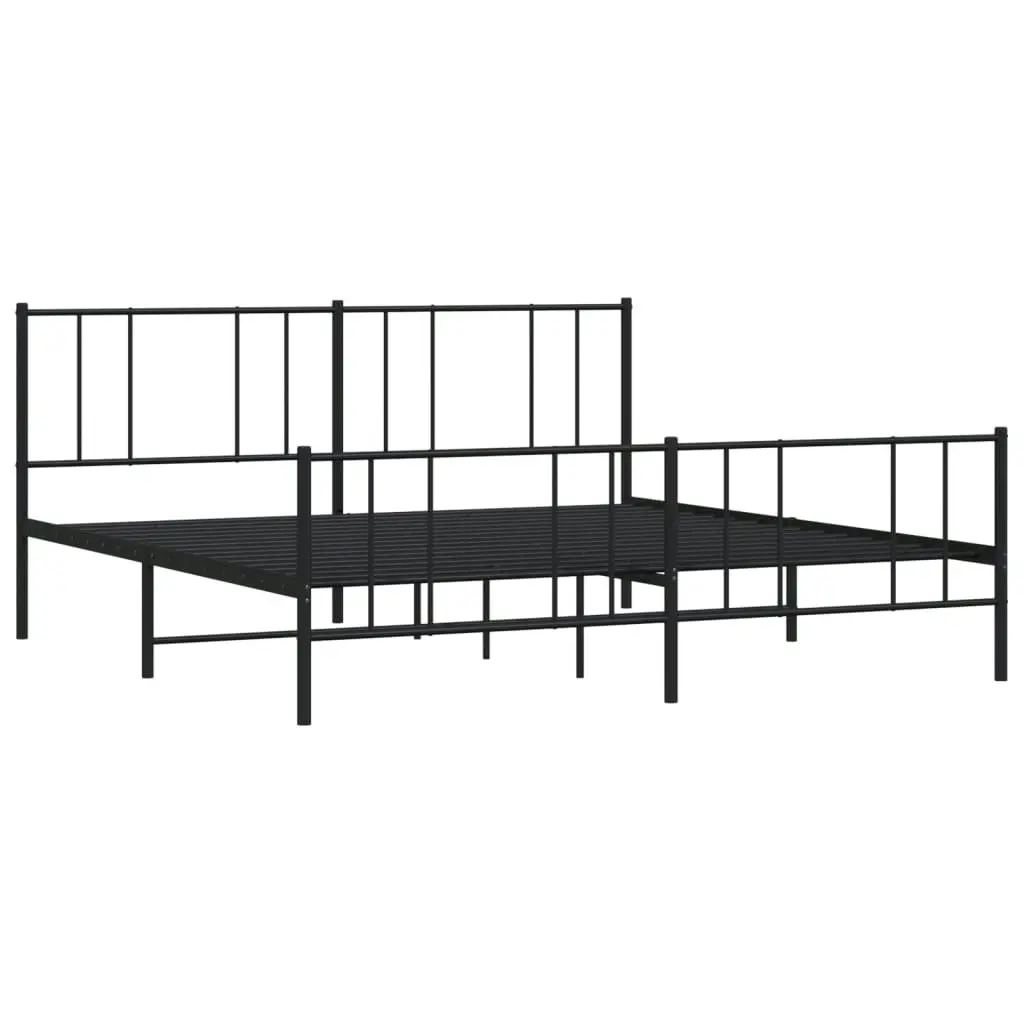 Metal Bed Frame with Headboard and Footboard Black 183x203 cm King Size 352502