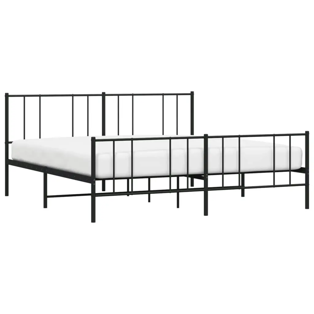 Metal Bed Frame with Headboard and Footboard Black 183x203 cm King Size 352502