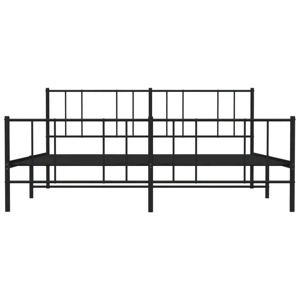 Metal Bed Frame with Headboard and Footboard Black 183x203 cm King Size 352502