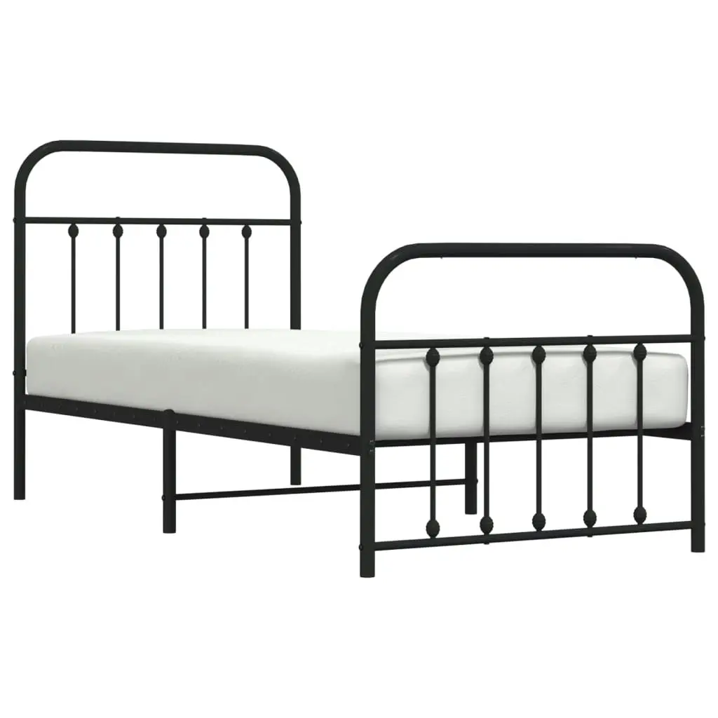 Metal Bed Frame without Mattress with Footboard Black 90x190 cm 352588