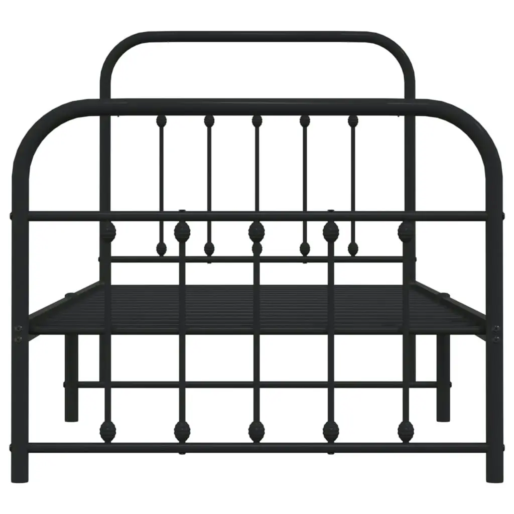 Metal Bed Frame without Mattress with Footboard Black 90x190 cm 352588