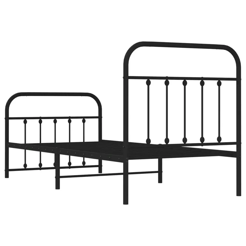 Metal Bed Frame without Mattress with Footboard Black 90x190 cm 352588