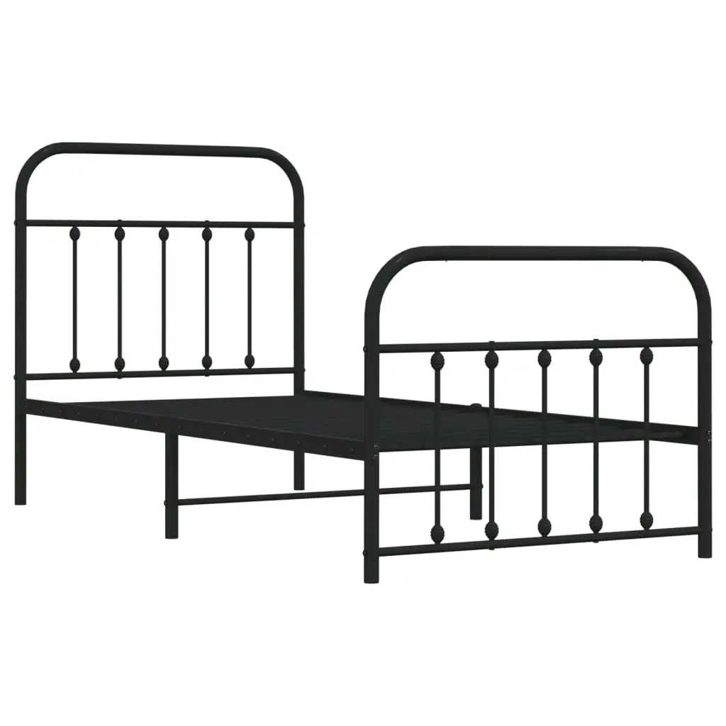 Metal Bed Frame without Mattress with Footboard Black 90x190 cm 352588