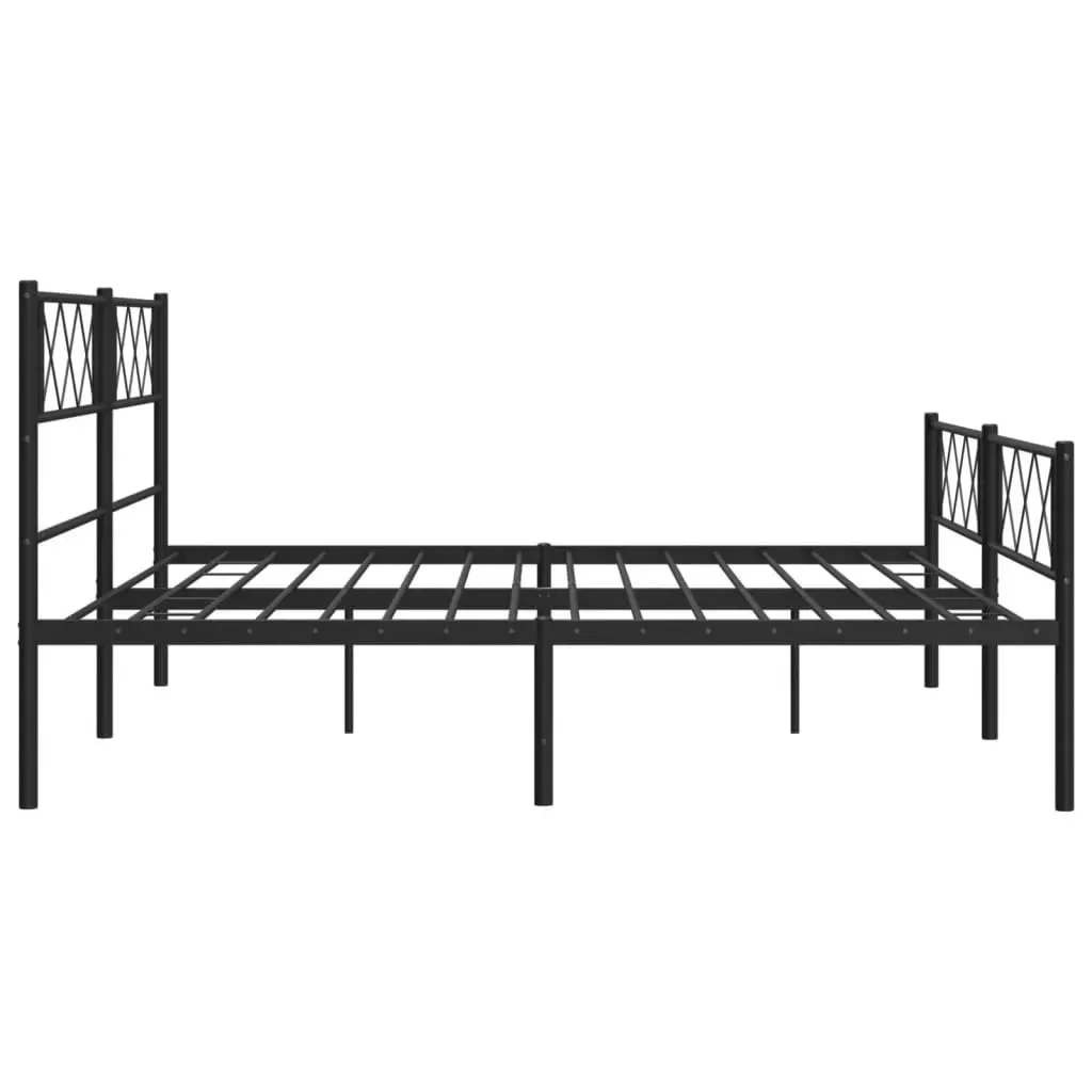 Metal Bed Frame with Headboard and Footboard Black 183x203 cm King Size 372299