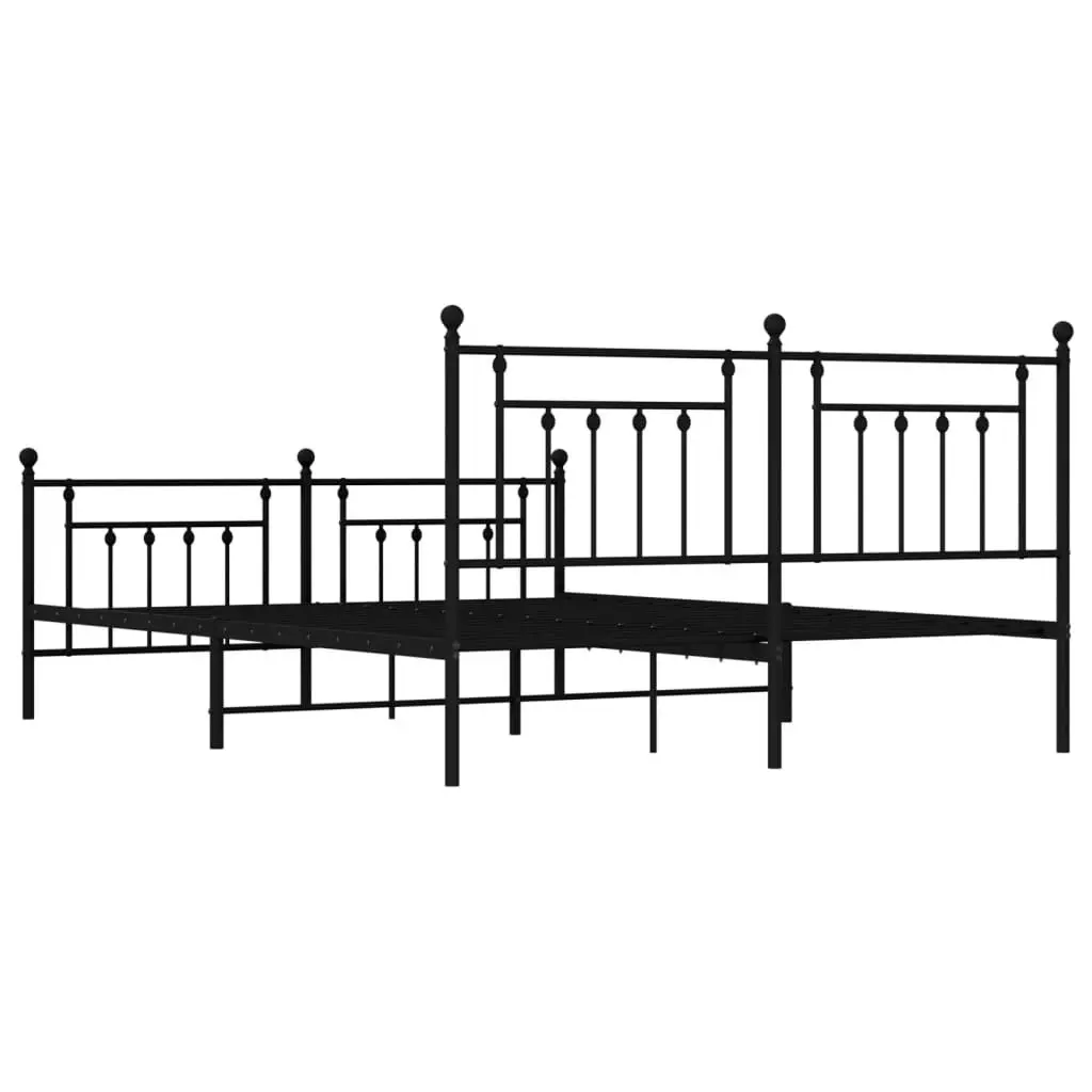 Metal Bed Frame with Headboard and Footboard Black 183x203 cm King Size 353559