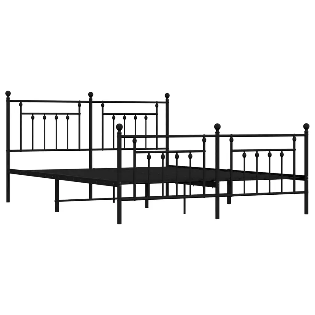 Metal Bed Frame with Headboard and Footboard Black 183x203 cm King Size 353559