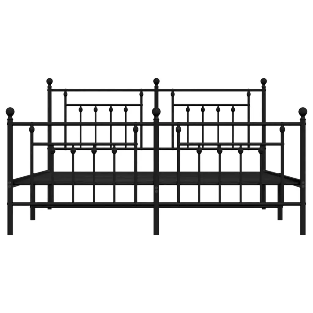 Metal Bed Frame with Headboard and Footboard Black 183x203 cm King Size 353559