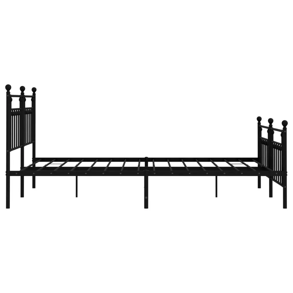 Metal Bed Frame with Headboard and Footboard Black 183x203 cm King Size 353559