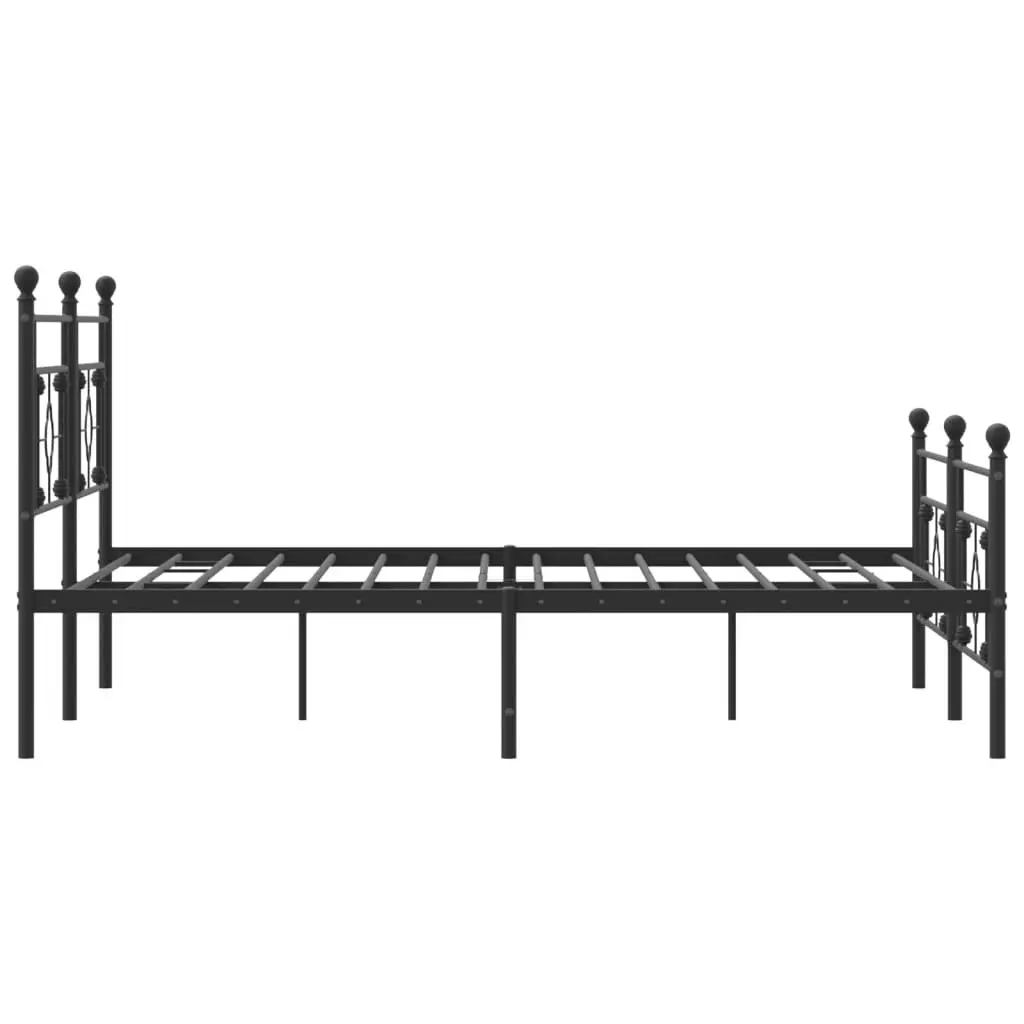 Metal Bed Frame with Headboard and Footboard Black 183x203 cm King Size 374361