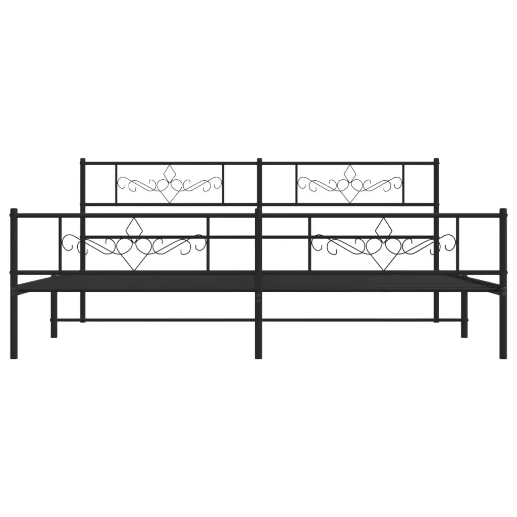 Metal Bed Frame with Headboard and Footboard Black 183x203 cm King Size 355289