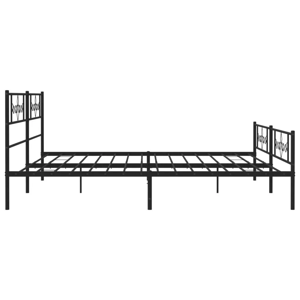 Metal Bed Frame with Headboard and Footboard Black 183x203 cm King Size 355289