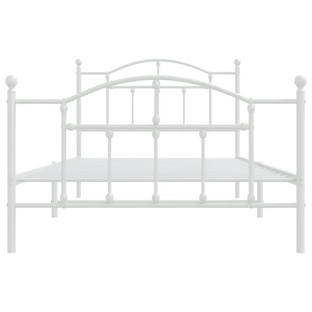 Metal Bed Frame with Headboard and Footboard White 106x203 cm King Single Size 353502