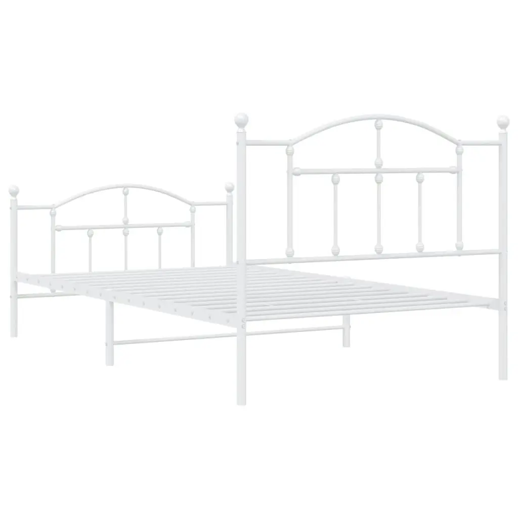 Metal Bed Frame with Headboard and Footboard White 106x203 cm King Single Size 353502