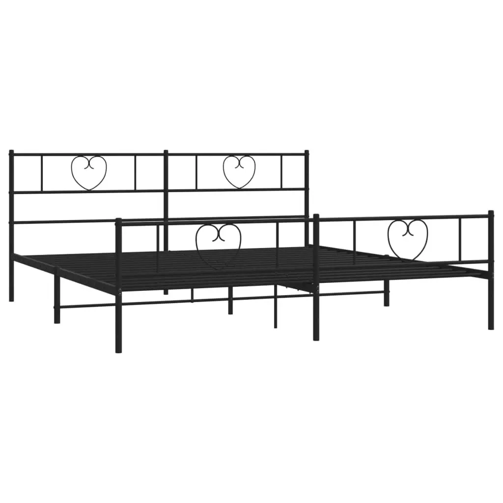 Metal Bed Frame with Headboard and Footboard Black 183x203 cm King Size 355485