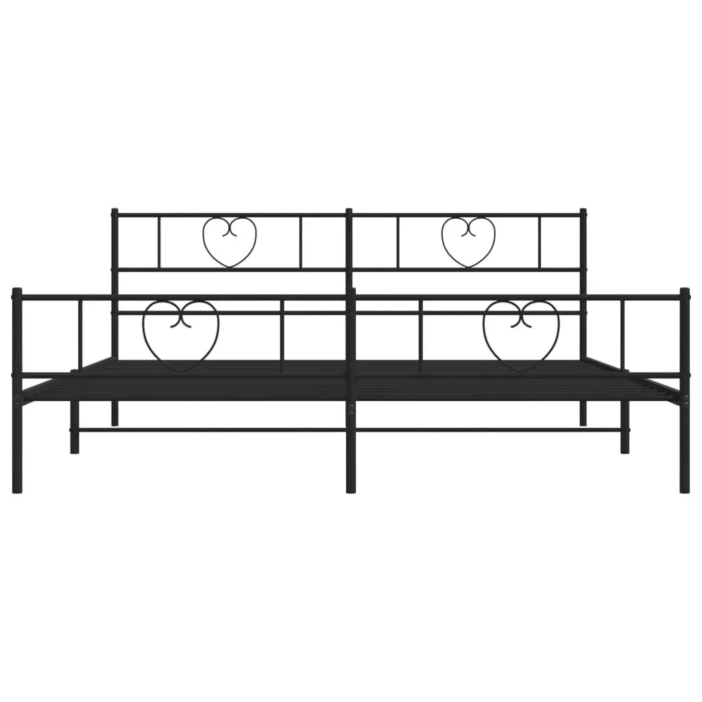 Metal Bed Frame with Headboard and Footboard Black 183x203 cm King Size 355485