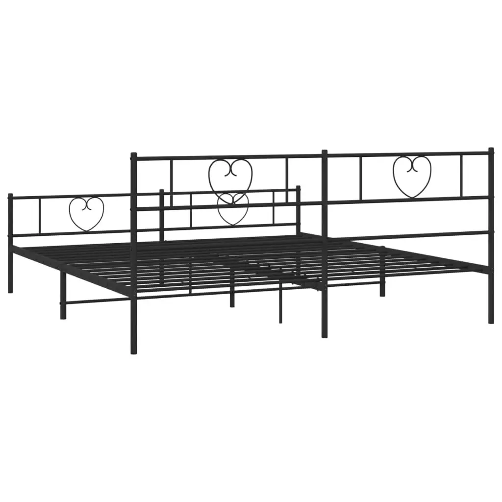 Metal Bed Frame with Headboard and Footboard Black 183x203 cm King Size 355485