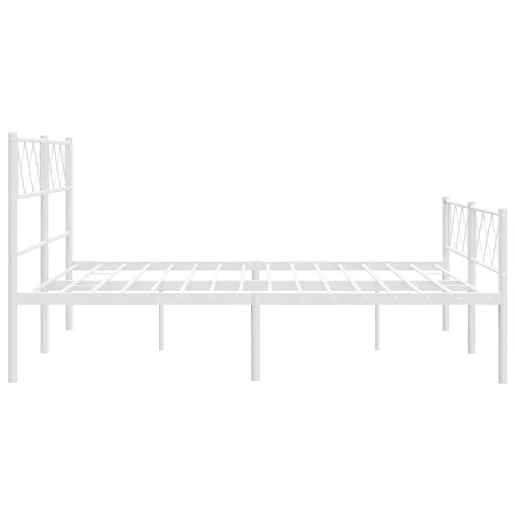 Metal Bed Frame with Headboard and Footboard White 135x190 cm 372343