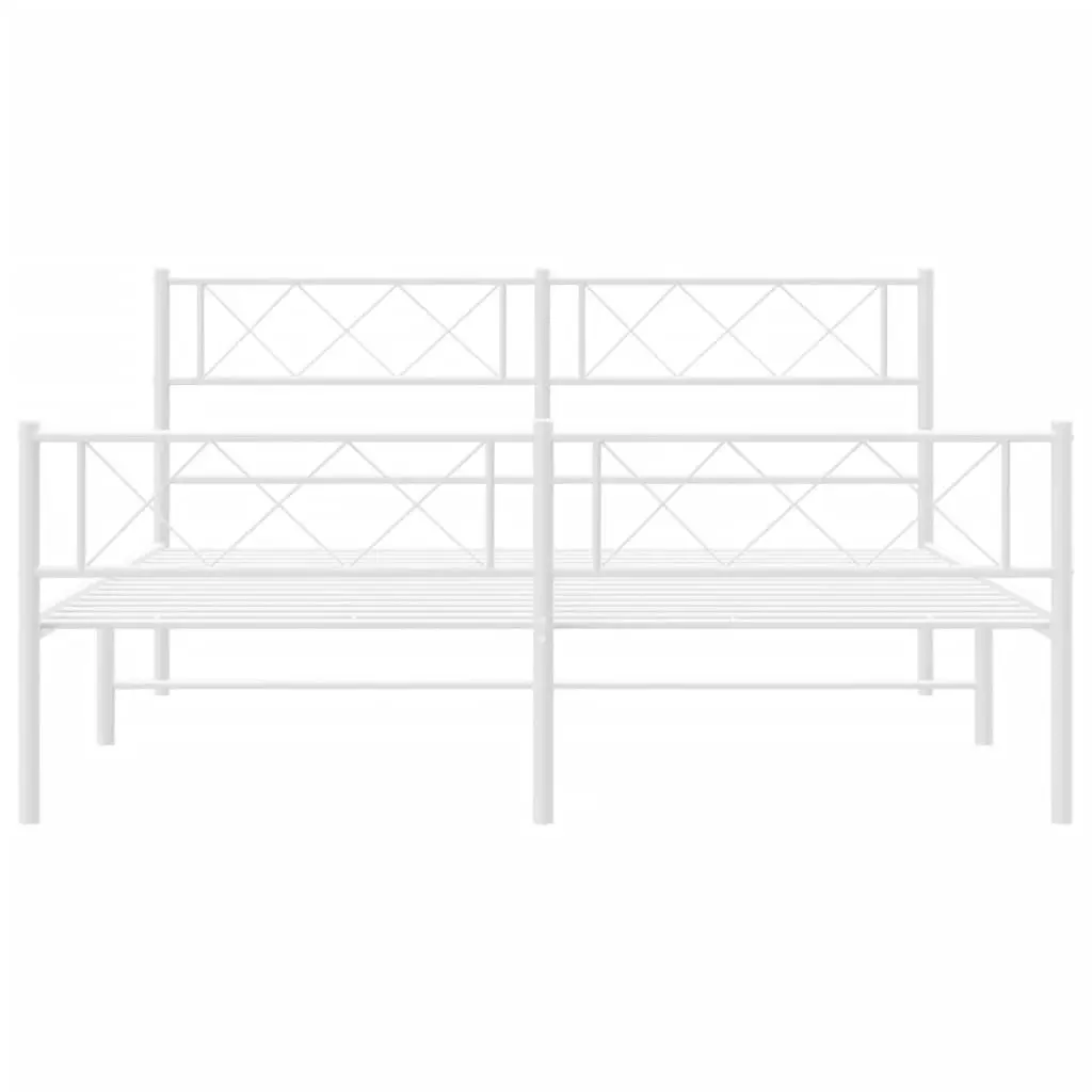 Metal Bed Frame with Headboard and Footboard White 135x190 cm 372343