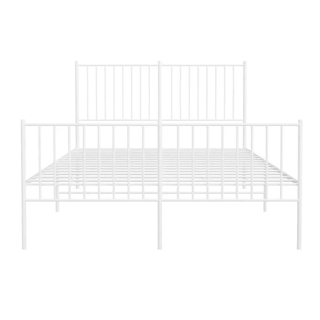 Metal Bed Frame with Headboard and Footboard White 137x187 cm Double 350948