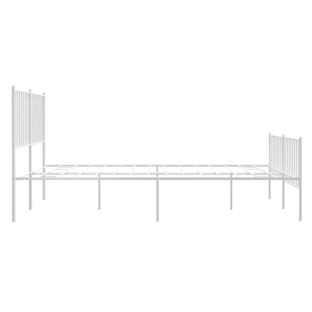 Metal Bed Frame with Headboard and Footboard White 137x187 cm Double 350948