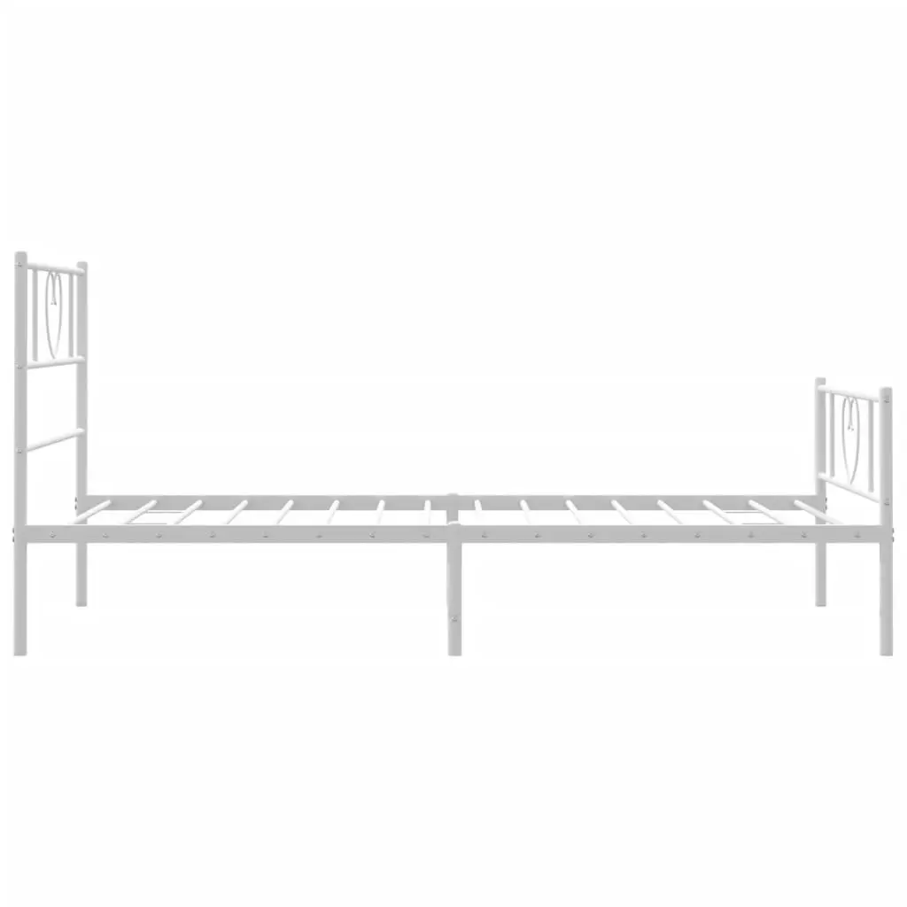 Metal Bed Frame with Headboard and Footboard White 107x203 cm 355526