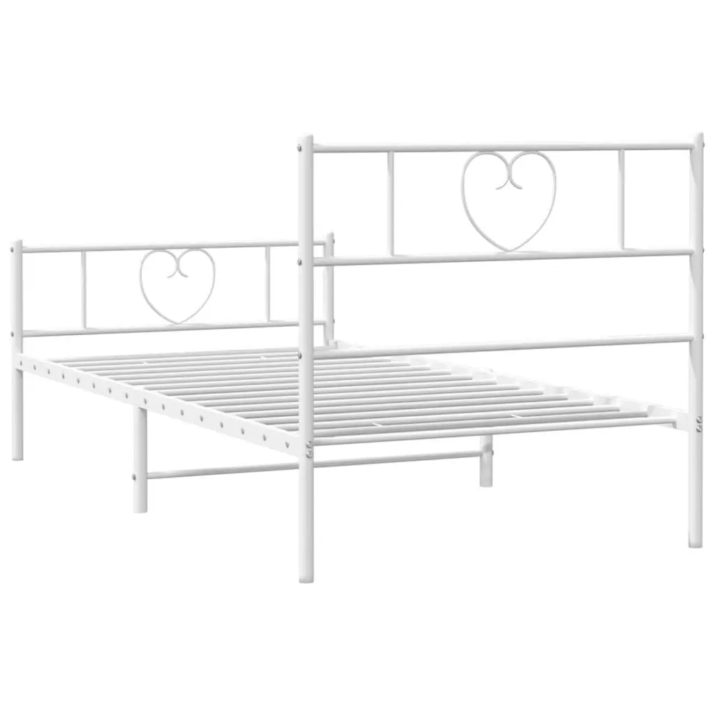 Metal Bed Frame with Headboard and Footboard White 107x203 cm 355526