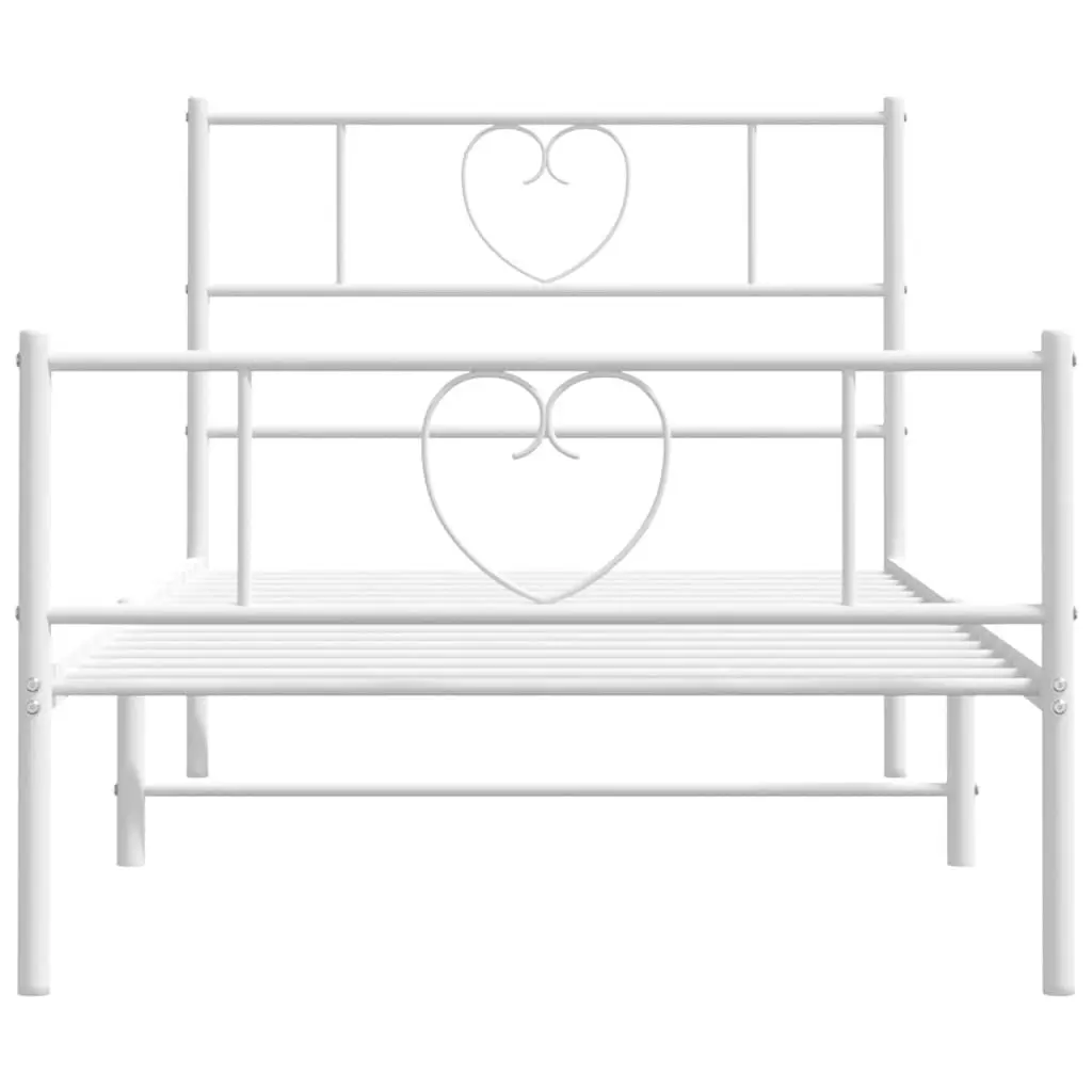 Metal Bed Frame with Headboard and Footboard White 107x203 cm 355526