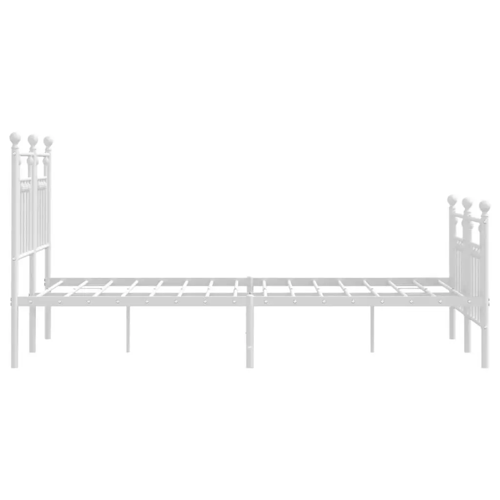 Metal Bed Frame with Headboard and Footboard White 137x187 cm Double Size 353603