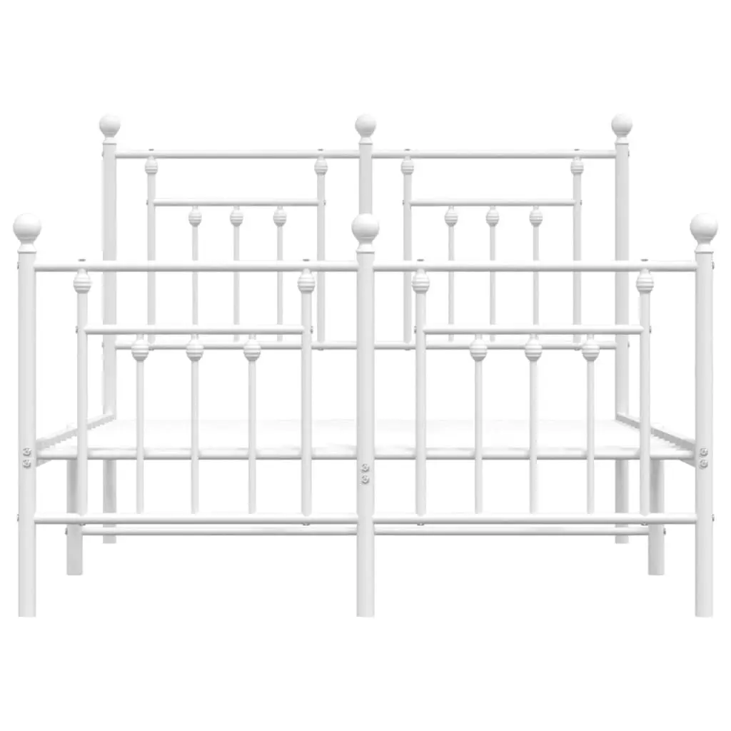 Metal Bed Frame with Headboard and Footboard White 137x187 cm Double Size 353603