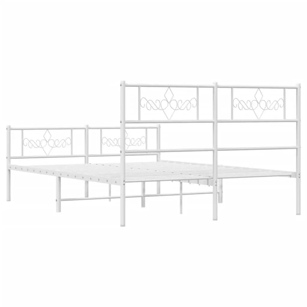 Metal Bed Frame with Headboard and Footboard White 150x200 cm 355336