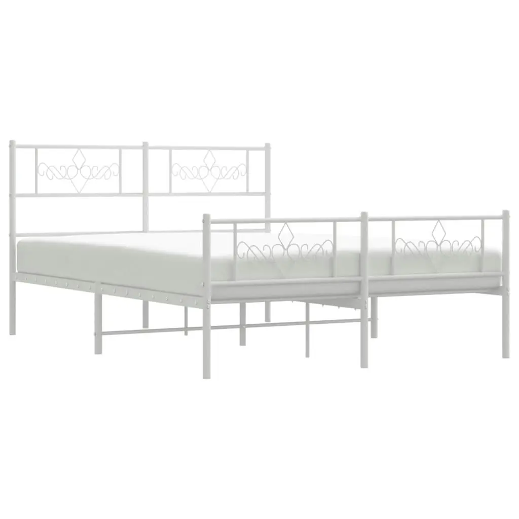 Metal Bed Frame with Headboard and Footboard White 150x200 cm 355336