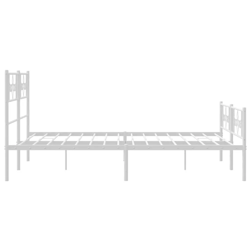 Metal Bed Frame with Headboard and Footboard White 150x200 cm 355336