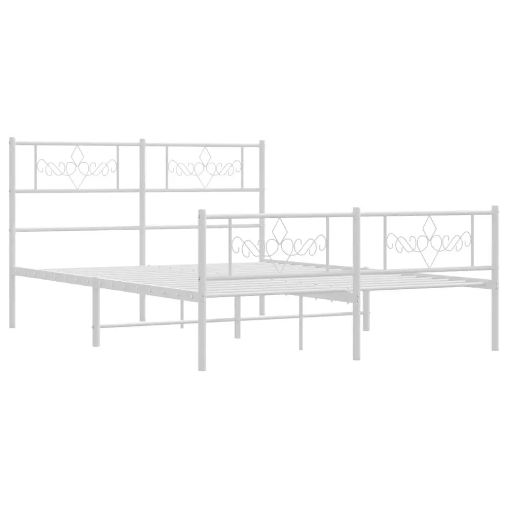 Metal Bed Frame with Headboard and Footboard White 150x200 cm 355336