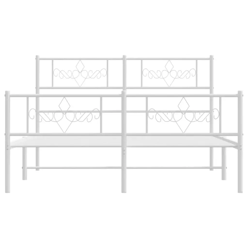 Metal Bed Frame with Headboard and Footboard White 150x200 cm 355336