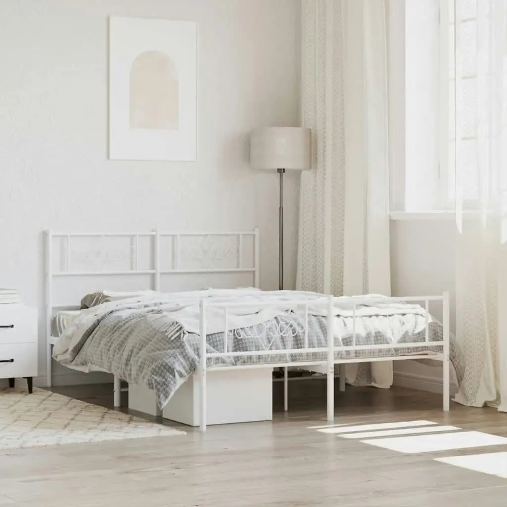 Metal Bed Frame with Headboard and Footboard White 150x200 cm 355336