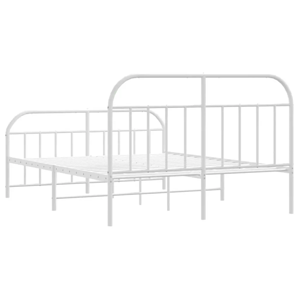 Metal Bed Frame with Headboard and Footboard White 153x203 cm Queen 353704