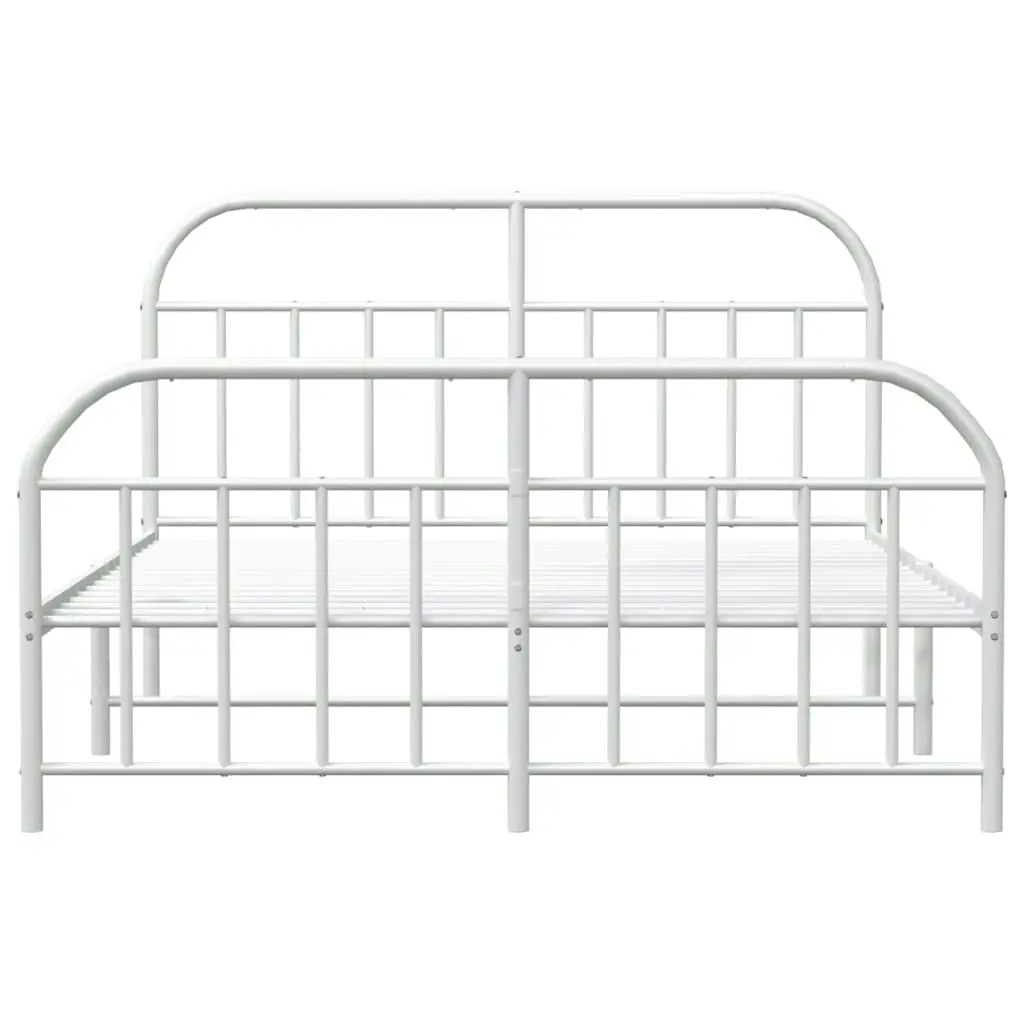 Metal Bed Frame with Headboard and Footboard White 153x203 cm Queen 353704