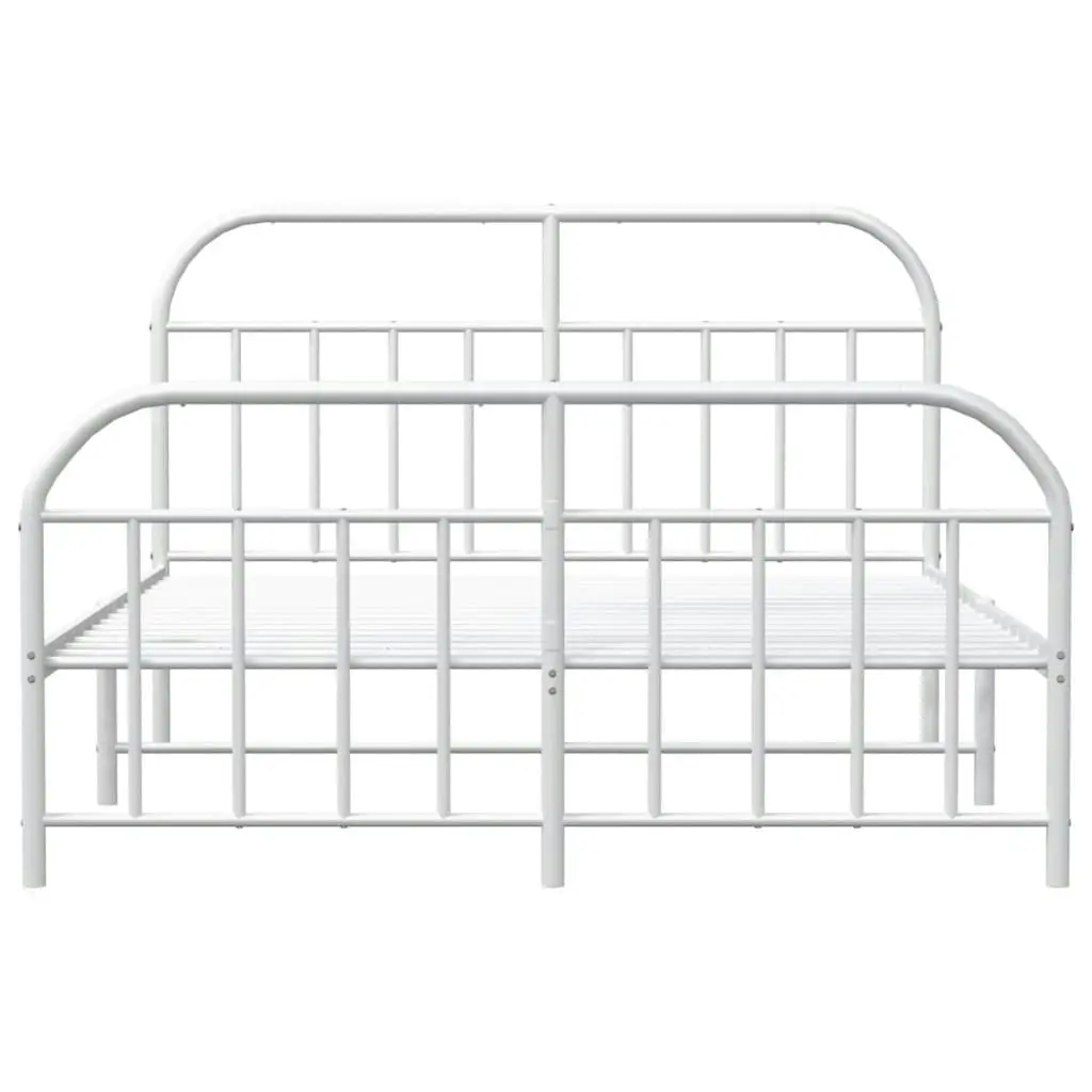 Metal Bed Frame with Headboard and Footboard White 153x203 cm Queen 353704