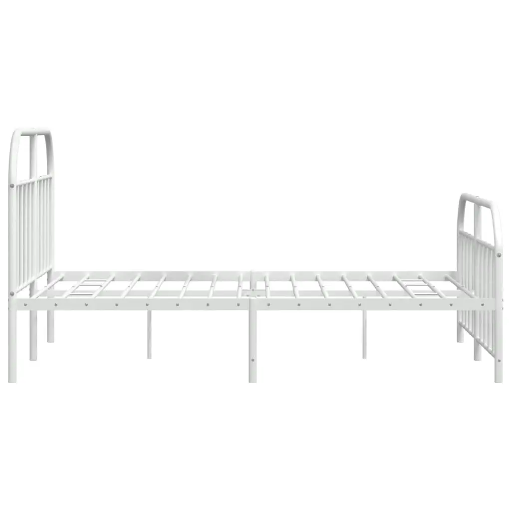 Metal Bed Frame with Headboard and Footboard White 153x203 cm Queen 353704